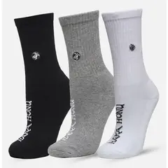 HAKA HONU - Calcetín Unisex Las Tres Puntas Pack Medio Negro/Gris/Blanco