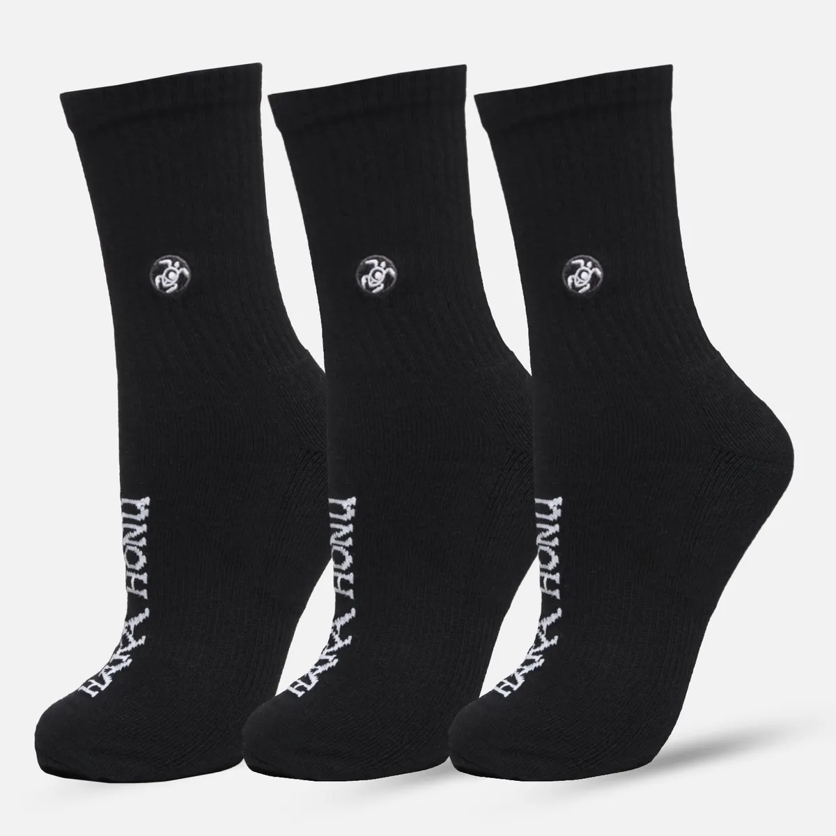 HAKA HONU - Calcetín Unisex Las Tres Puntas Pack Medio Negro Haka Honu
