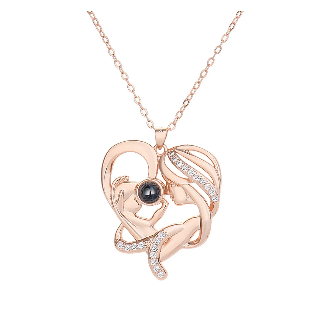 ZG JOYAS - Collar Corazón Chapado Oro Rosa Madre Hijo Te Amo 100 Idioma