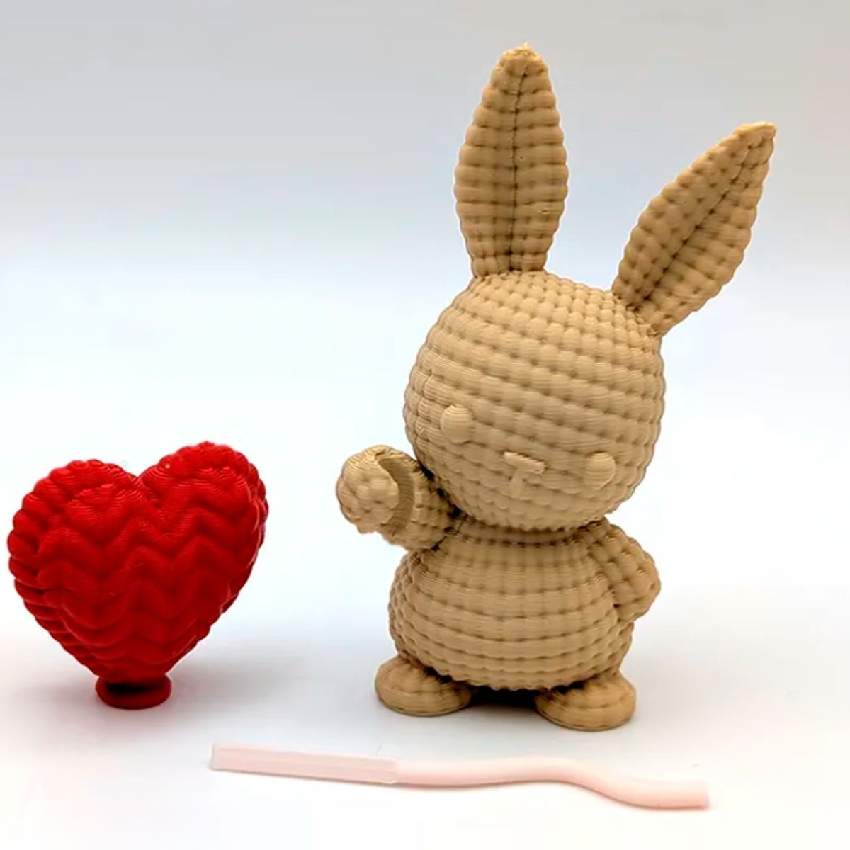 GENERICO - Figura pequeño Conejo de Punto con Globo de Corazón