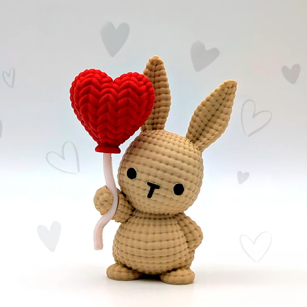 GENERICO - Figura pequeño Conejo de Punto con Globo de Corazón