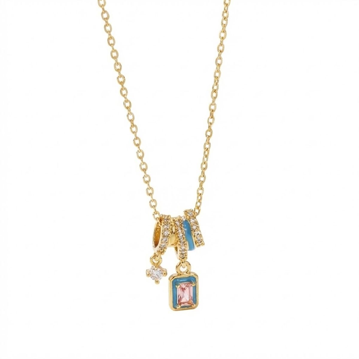 ZG JOYAS - Collar Colgante Elegancia Geométrica Galvanizado En Oro 14k
