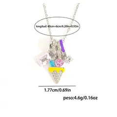 ZG JOYAS - Collar Colgante Helado Cristales Galvanizado En Oro 14k