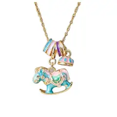 ZG JOYAS - Collar Colgante Caballo Balancín Galvanizado En Oro 14k
