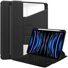 PUREPOWER - Funda giratoria con Teclado para Samsung Tab S10Lite - negro