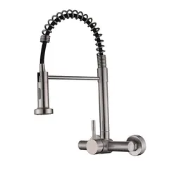PUREPOWER - Grifo de cocina para lavaplatos monocromado extensible en Pared control de doble palanca