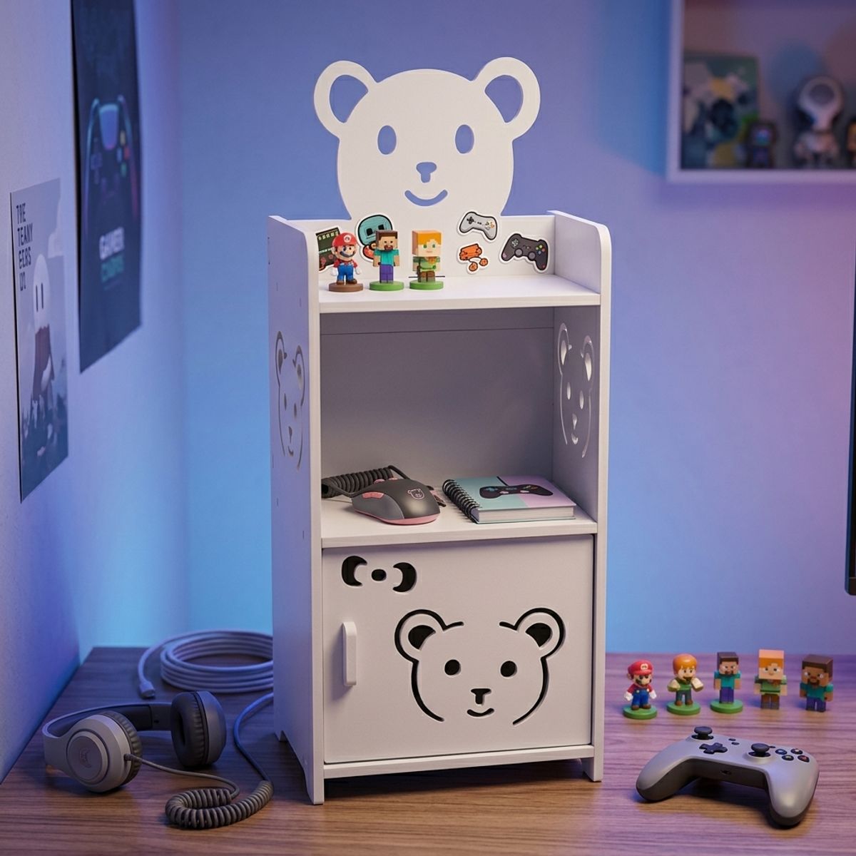 ARMONIA - Mini Mueble Gamer con Puerta Estilo Oso