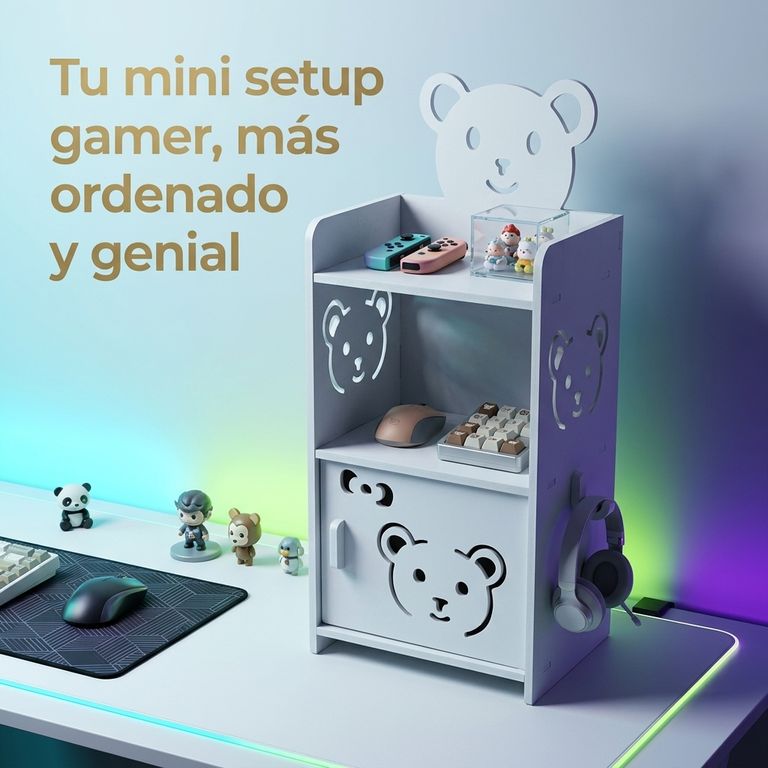 ARMONIA Mini Organizador Gamer Diseño Oso con Puerta