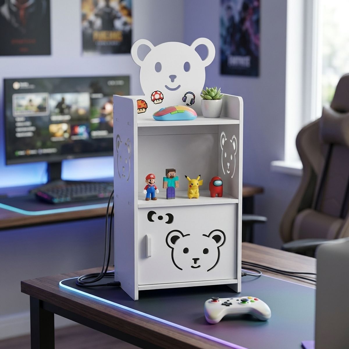ARMONIA - Mini Organizador Gamer Diseño Oso con Puerta