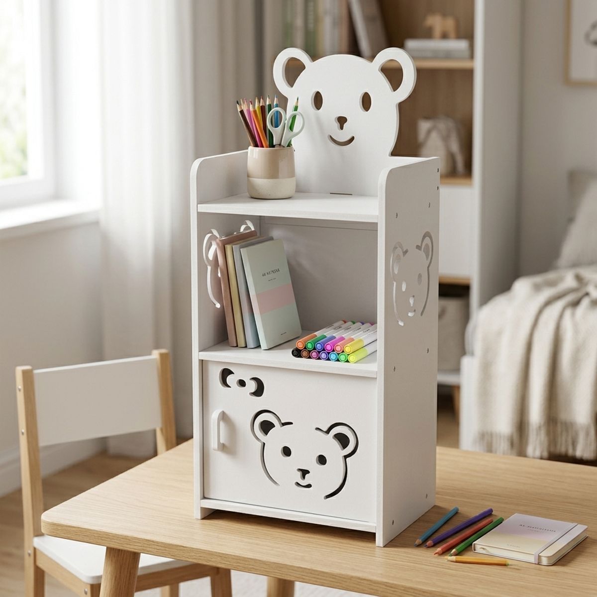 ARMONIA - Organizador Mini Oso con Puerta para Accesorios Papelería