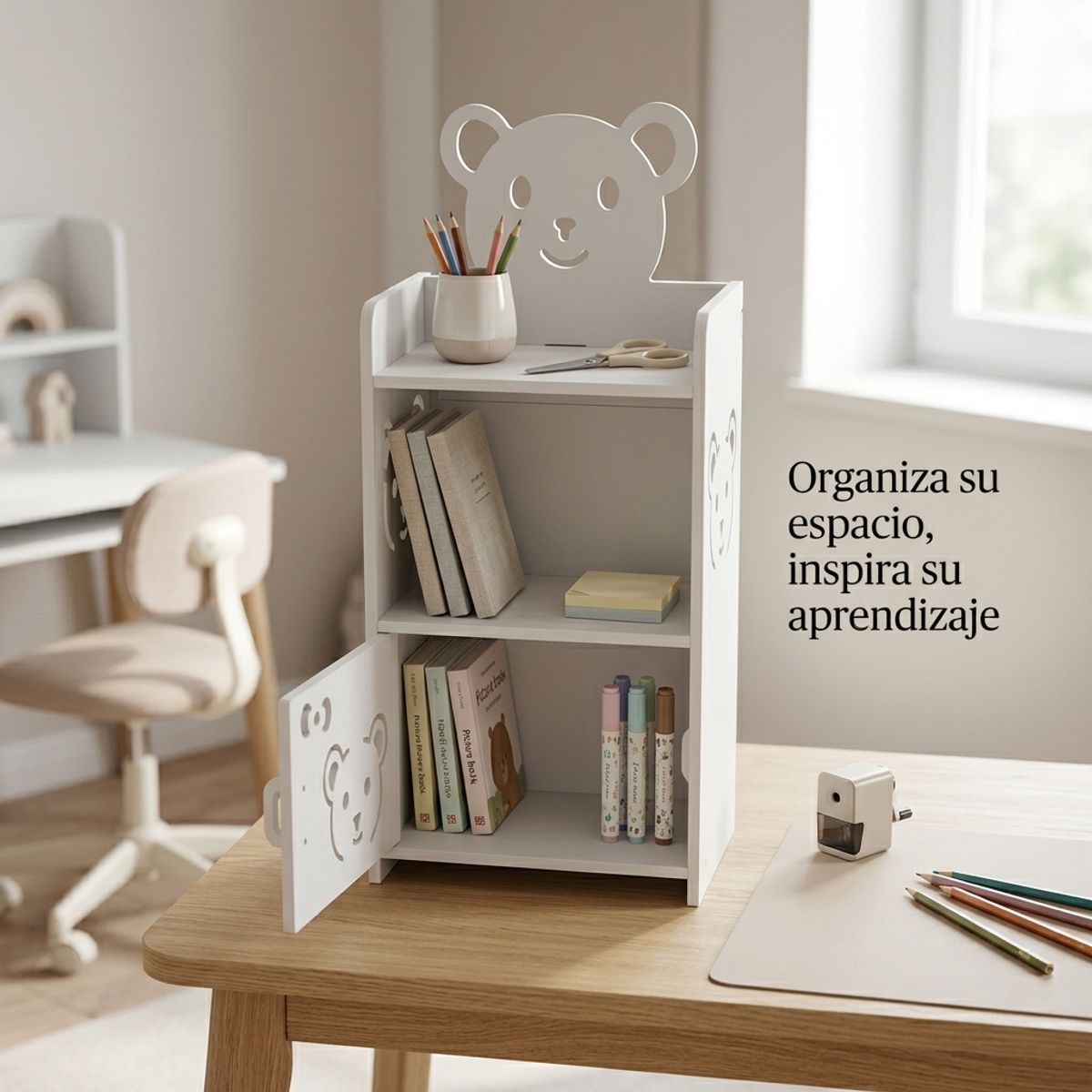 ARMONIA - Organizador Mini Oso con Puerta para Accesorios Papelería