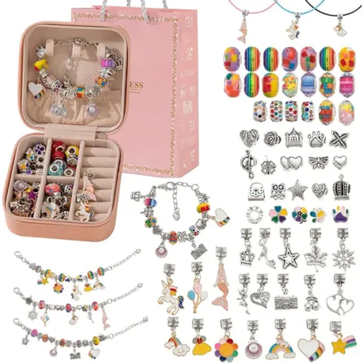 EVERSO - 66 Pcs Juego De Para Hacer Pulsera Diy Niñas Set Para Hacer