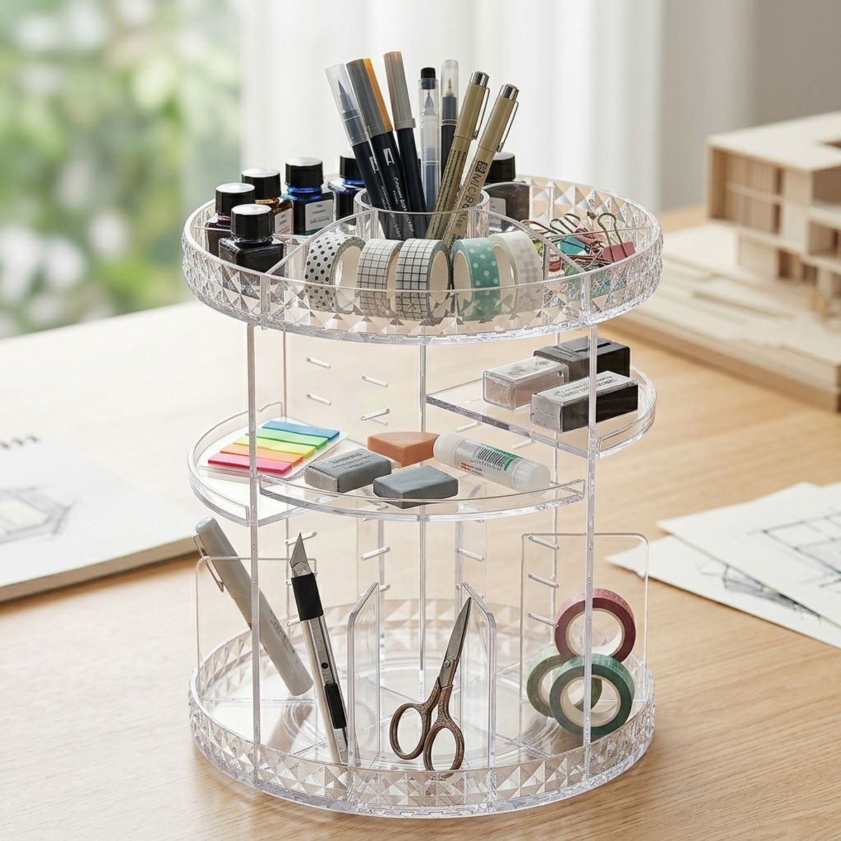 ARMONIA - Organizador Giratorio 360° para Útiles de Oficina