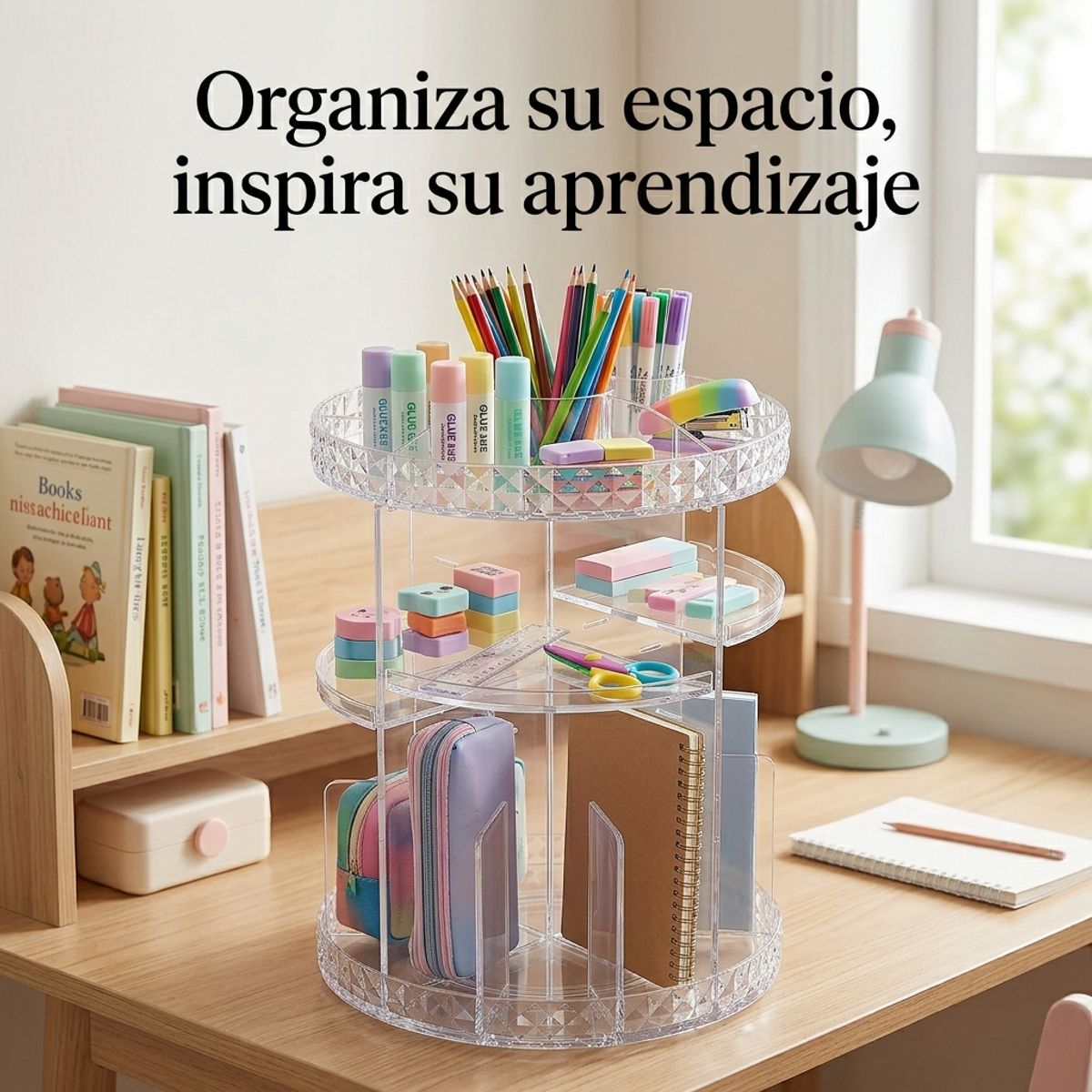 ARMONIA - Organizador Giratorio 360° para Útiles de Oficina