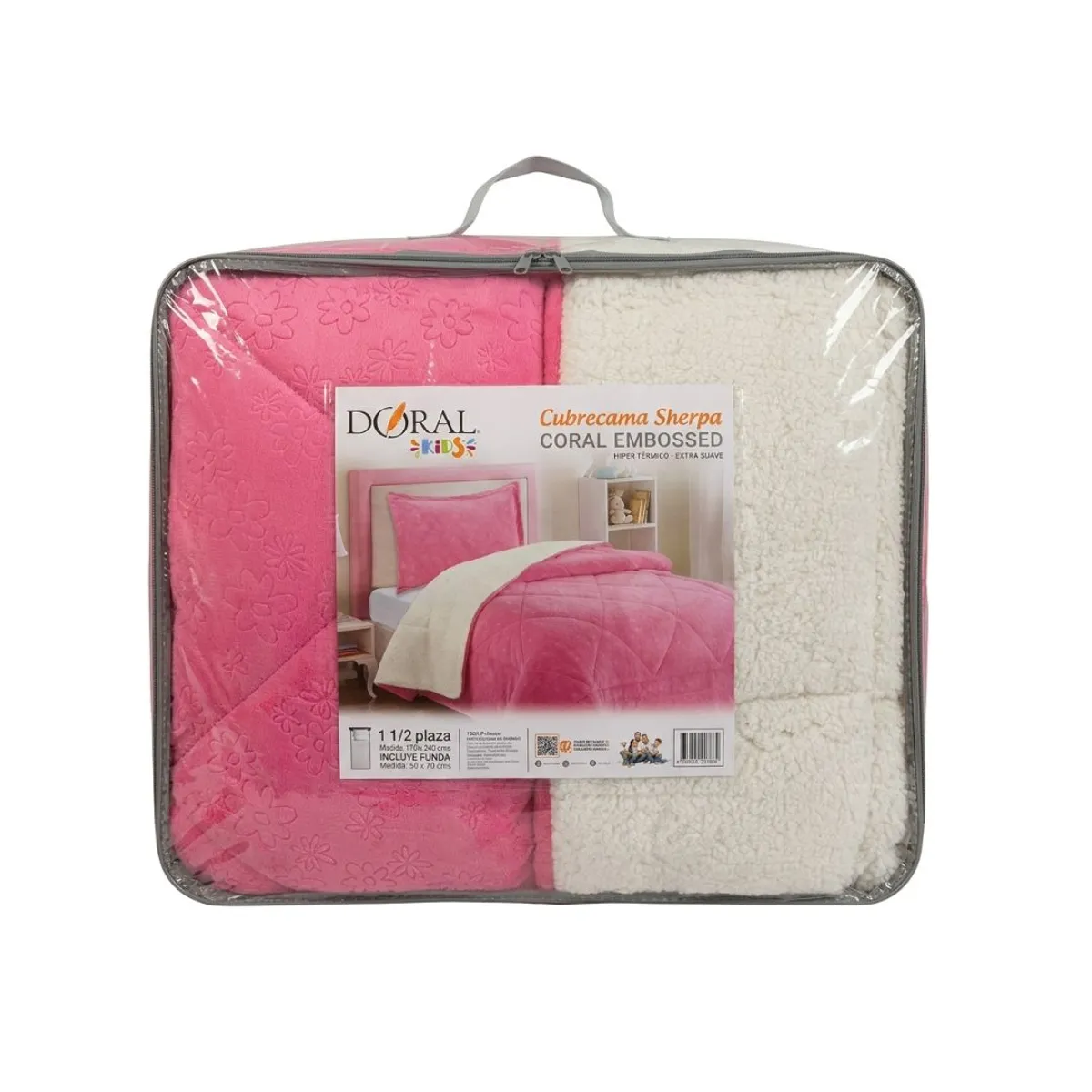 DORAL - CUBRECAMA DORAL SHERPA EMBOSSED KIDS 1.5 PLAZAS ROSA