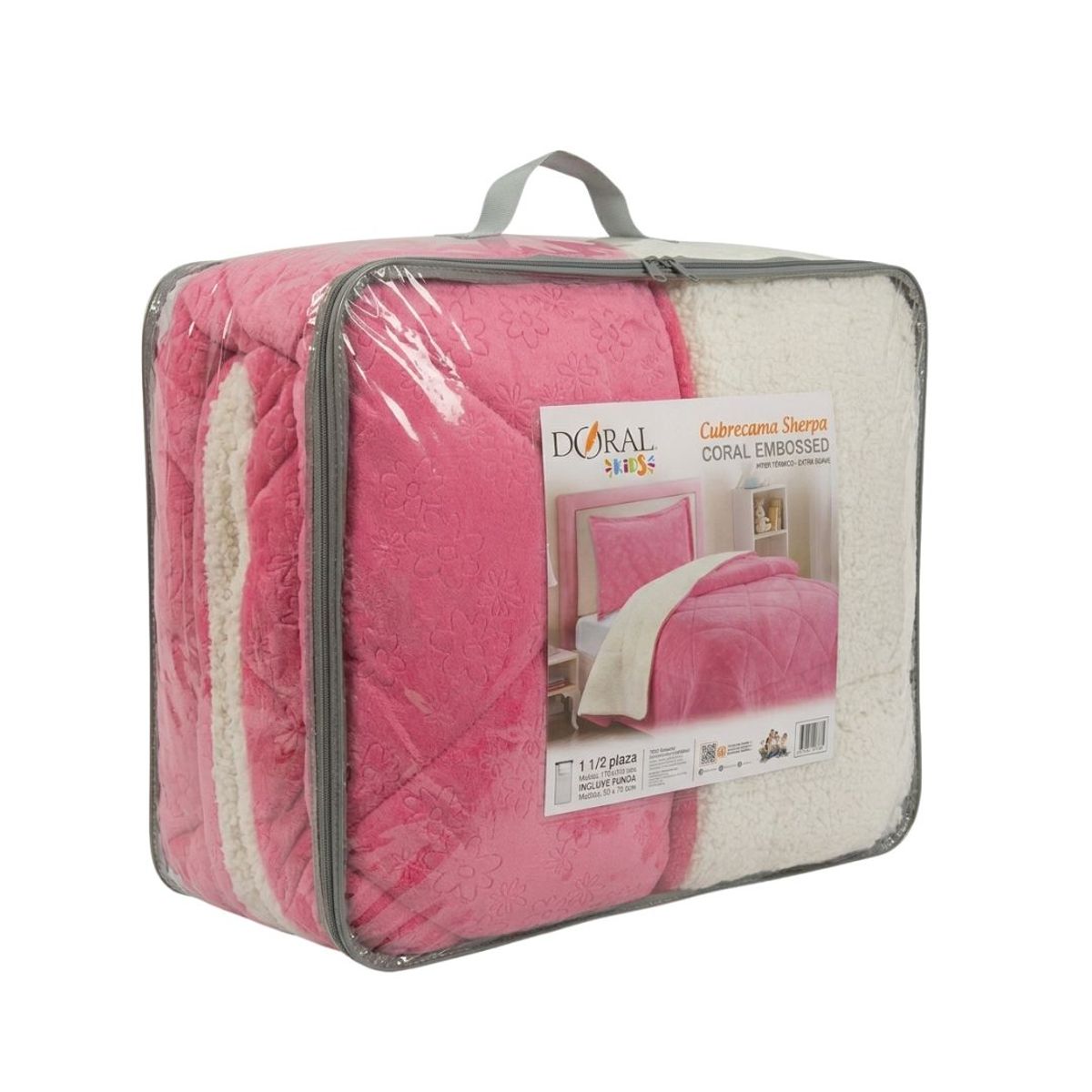 DORAL - CUBRECAMA DORAL SHERPA EMBOSSED KIDS 1.5 PLAZAS ROSADO