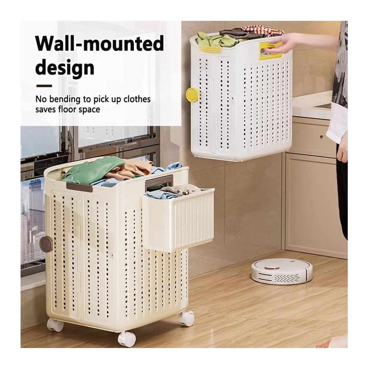 EVERSO - Cesto Plegable De Ropa Sucia Con Asas Y Ruedas Plástico