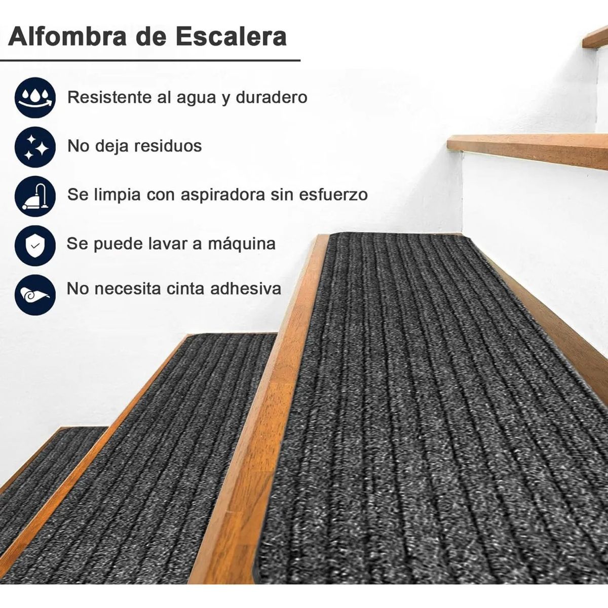 10 pedales de escaleras, alfombras de escaleras antideslizantes, marca EVERSO - Foto 2