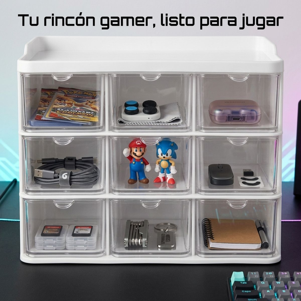 ARMONIA - Mini Organizador 3x3 para Setup y Accesorios