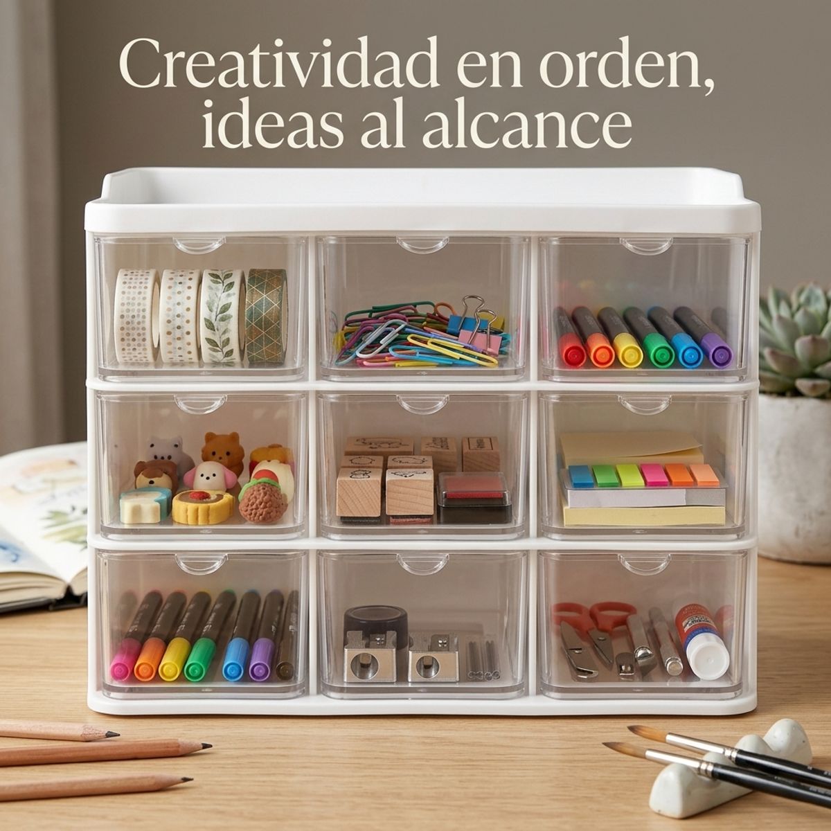 ARMONIA - Mini Mueble 3x3 para Útiles y Papelería