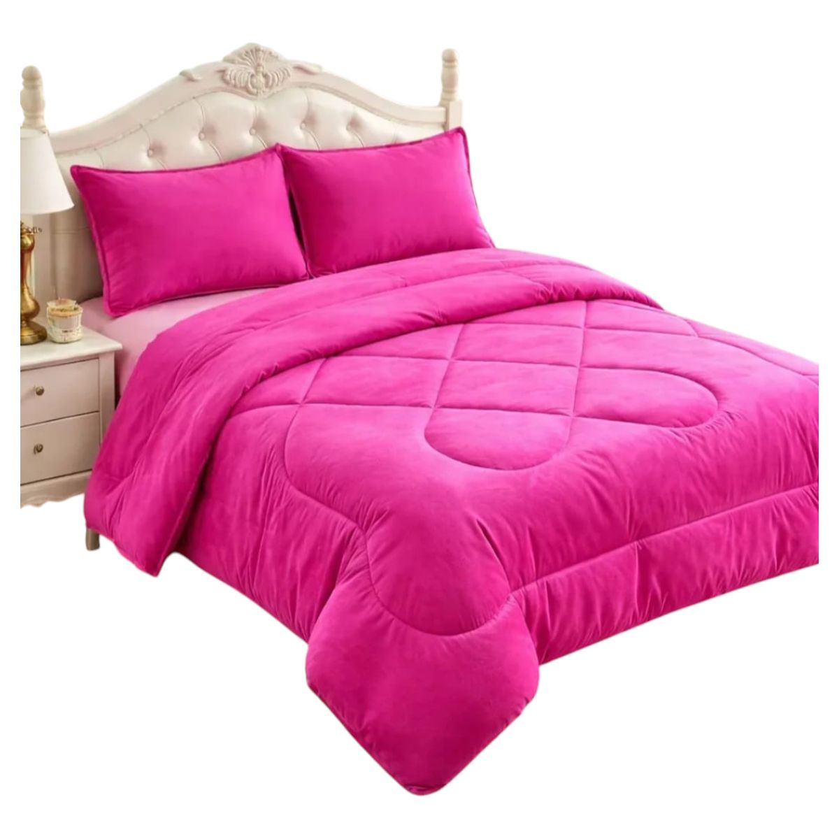 GENERICO - Cubrecama Plush Con Chiporro  De Invierno 1.5 Plaza Infantil Color fucsia
