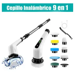 GENERICO - Cepillo Limpieza Multifuncional 9 en 1 Recargable con Mango Ajustable
