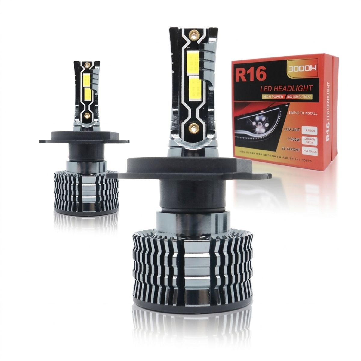 GENERICO - Kit de luces Turbo LED para vehículos de la serie R16 H7 de 300W