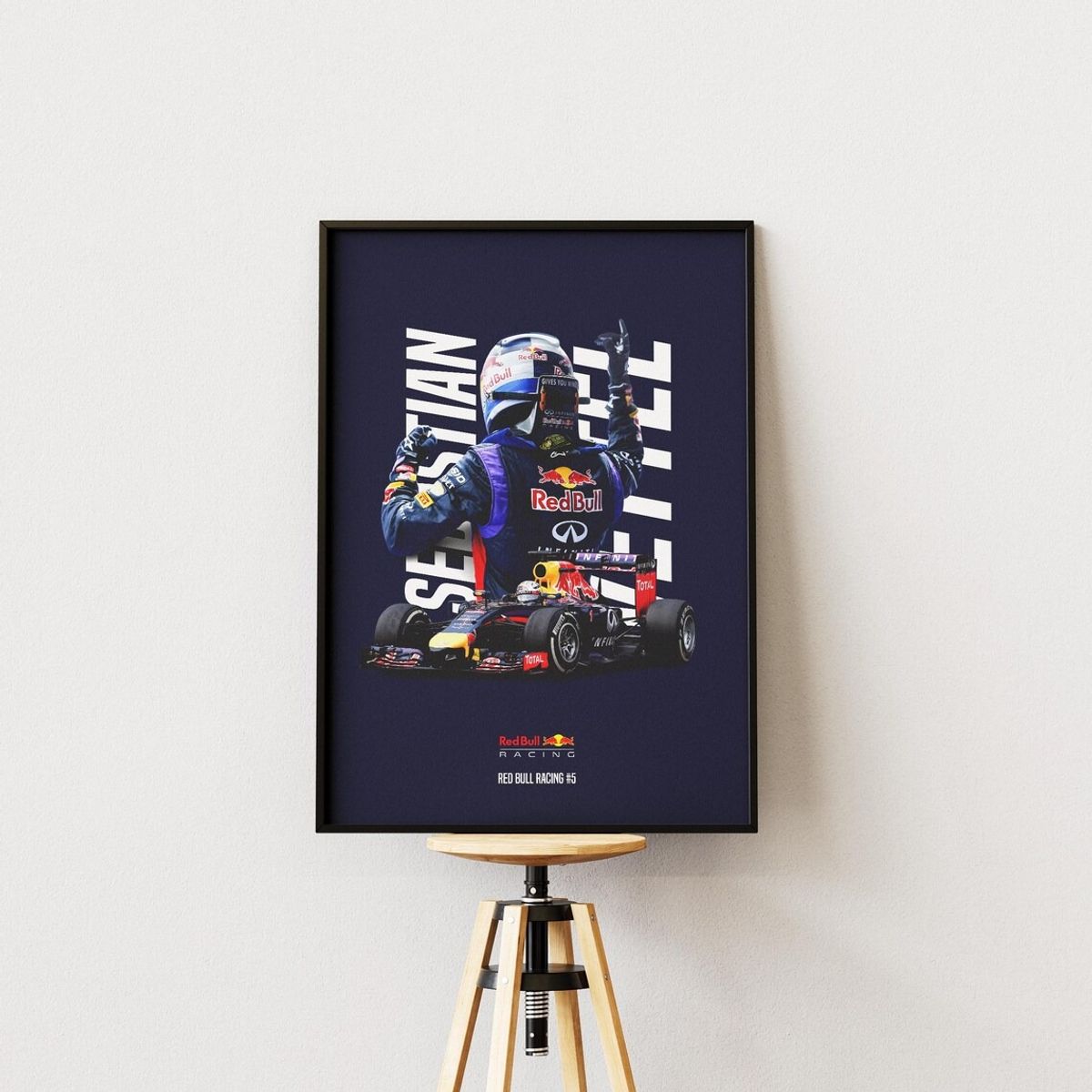 GENERICO - Cuadro Fórmula 1 Sebastian Vettel Red Bull Racing F1 Campeón Decoración Automovilismo Marco