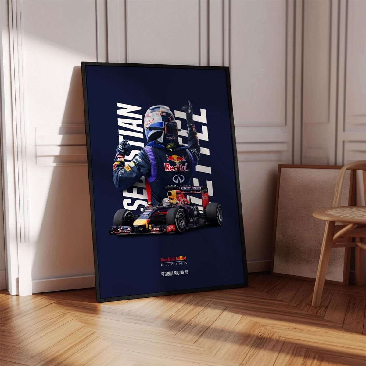 GENERICO - Cuadro Fórmula 1 Sebastian Vettel Red Bull Racing F1 Campeón Decoración Automovilismo Marco