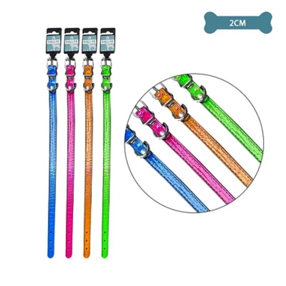 GENERICO - Collar PU para mascota Color Aleatorio 2.0cm 12pcs