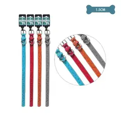 GENERICO - Collar PU con diseño huella de perro Color Aleatorio 1.5cm 12pcs