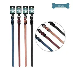 GENERICO - Collar PU para mascota Color Aleatorio 1.5cm 12pcs