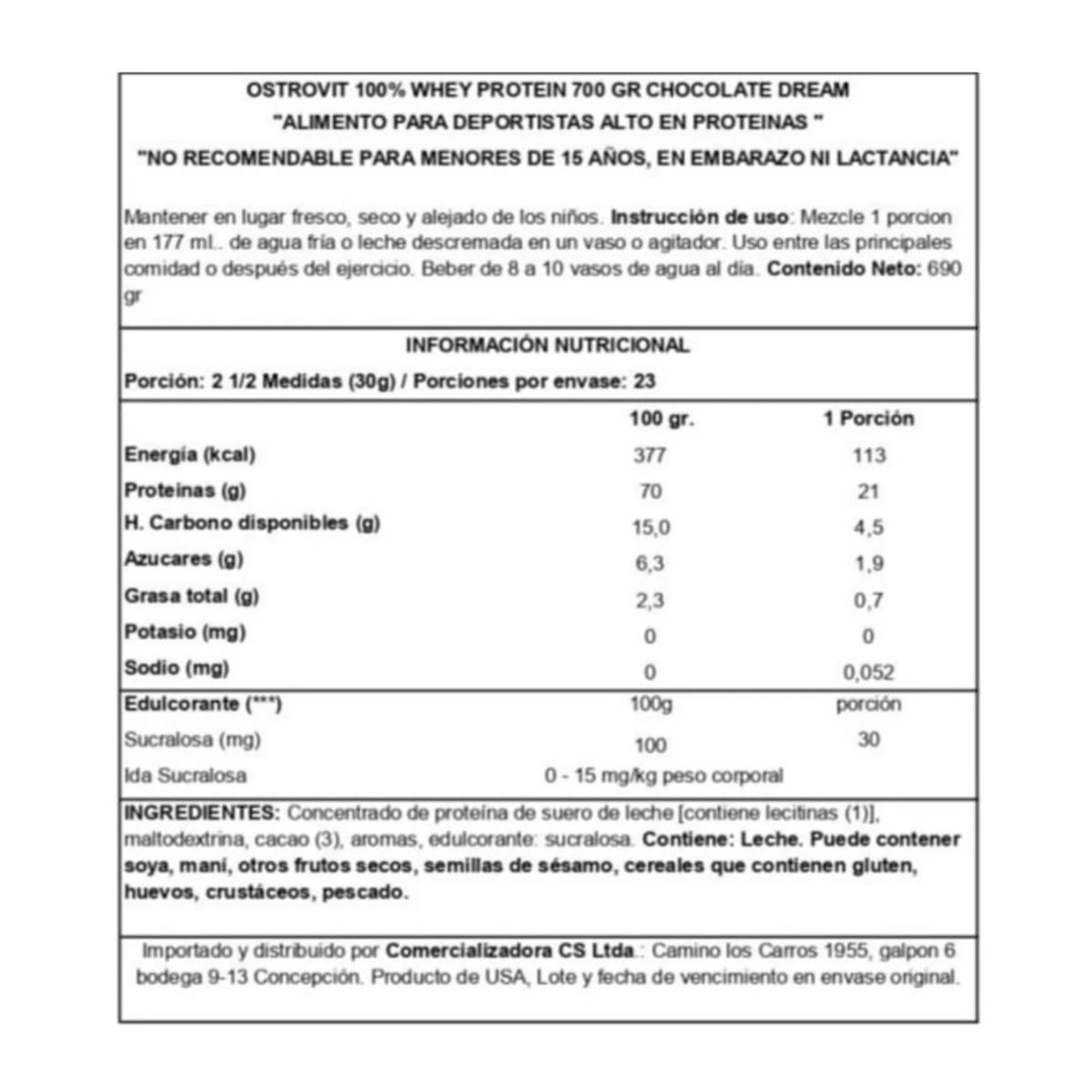 OSTROVIT - OstroVit 100% Whey Protein 700 gr CHOCOLATE