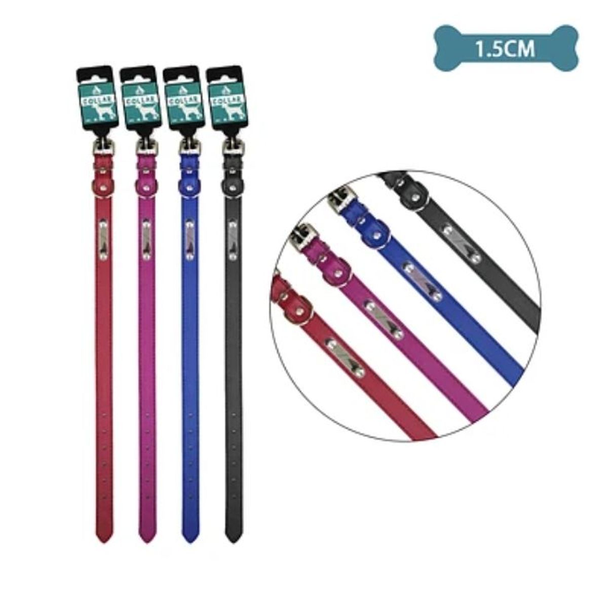 GENERICO - Collar PU para mascota Color Aleatorio 1.5cm 12pcs