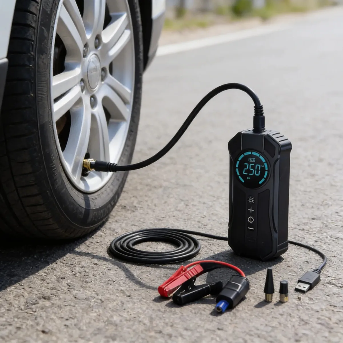 Arrancador Partidor Inflador Compresor Portátil Digital 12v Led 150psi Auto Moto, marca GENERICO - Foto 3