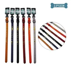 GENERICO - Collar PU con diseño hueso y huella dorado Color Aleatorio 2.5x52cm 12pcs