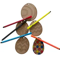 GENERICO - Kit 5 Huevos Pascua Para Pintar Niños +6 Plumones/ Pintura