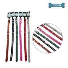 GENERICO - Collar PU con diamantes Color Aleatorio 2x45cm 12pcs