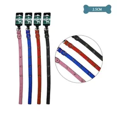 GENERICO - Collar PU con tachuelas de huella Color Aleatorio 2.5cm 12pcs