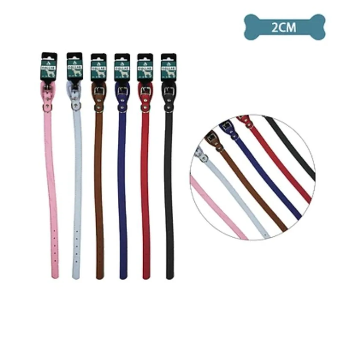 GENERICO - Collar PU para mascota Color Aleatorio 2.0cm 12pcs