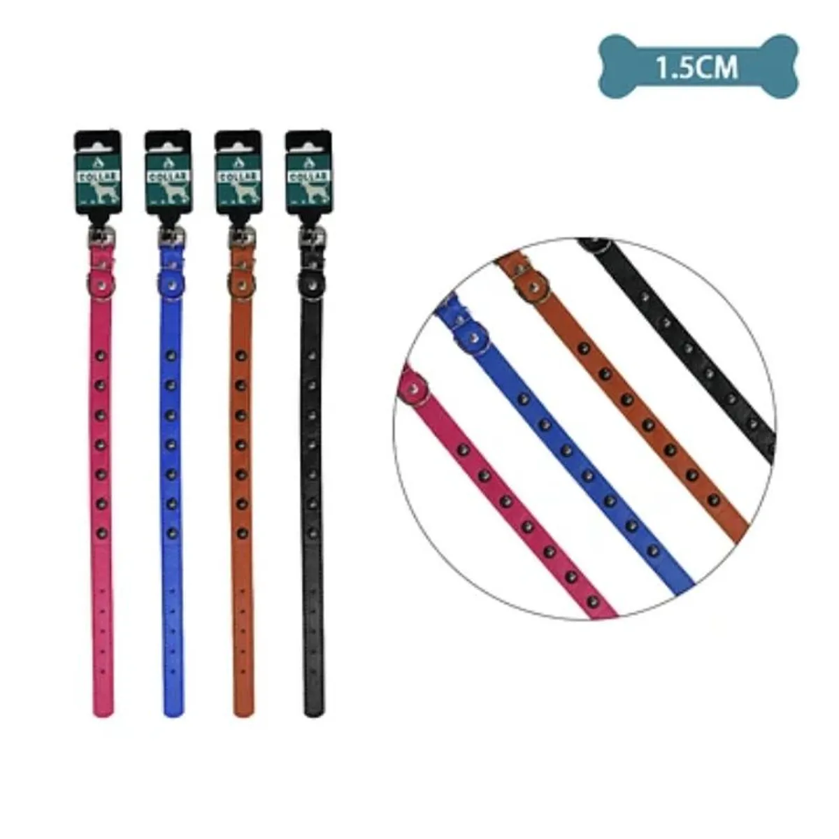 GENERICO - Collar PU con tachuelas Color Aleatorio 1.5cm 12pcs