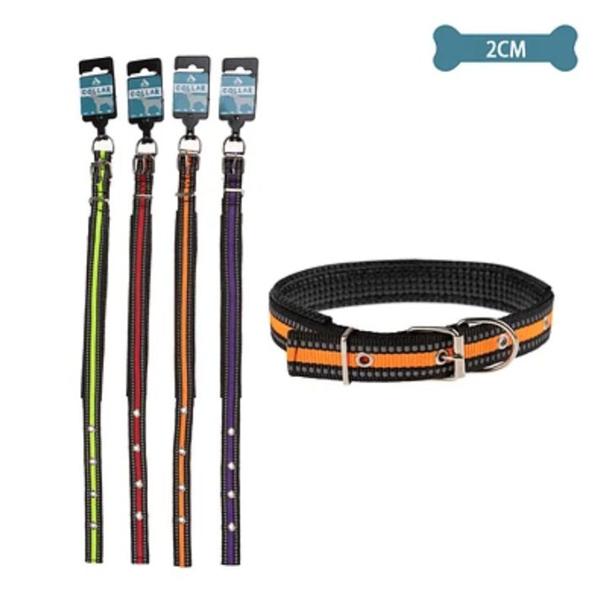 GENERICO - Collar con reflectante para mascota Color Aleatorio 2.0cm 12pcs