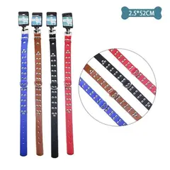 GENERICO - Collar PU con tachuelas Color Aleatorio 2.5x52cm 12pcs