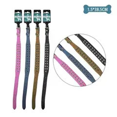 GENERICO - Collar PU con tachuelas Color Aleatorio 1.5cm x38.5cm 12pcs
