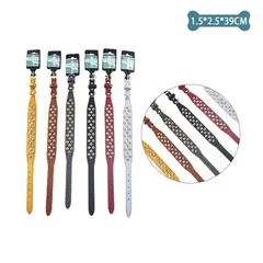 GENERICO - Collar PU con tachuelas Color Aleatorio 1.5x2.5x39cm 12pcs