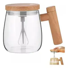 GENERICO - Taza Vidrio 400ml con Mezclador Automático Eléctrico Autoagitador Café, Leche y Bebidas
