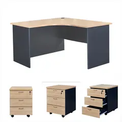 GENERICO - Escritorio en L Maple Lados 120 X 120 cm con Cajonera Móvil