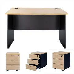 GENERICO - Escritorio Recto 120 X 60 cm con Cajonera Móvil 3 cajones con Llaves