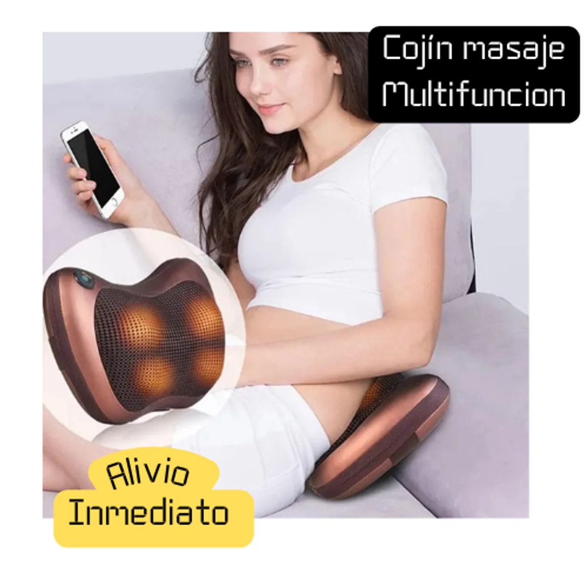MOVI - Cojín Masajeador Multifuncional 3 en 1 (Auto - Casa - Oficina)