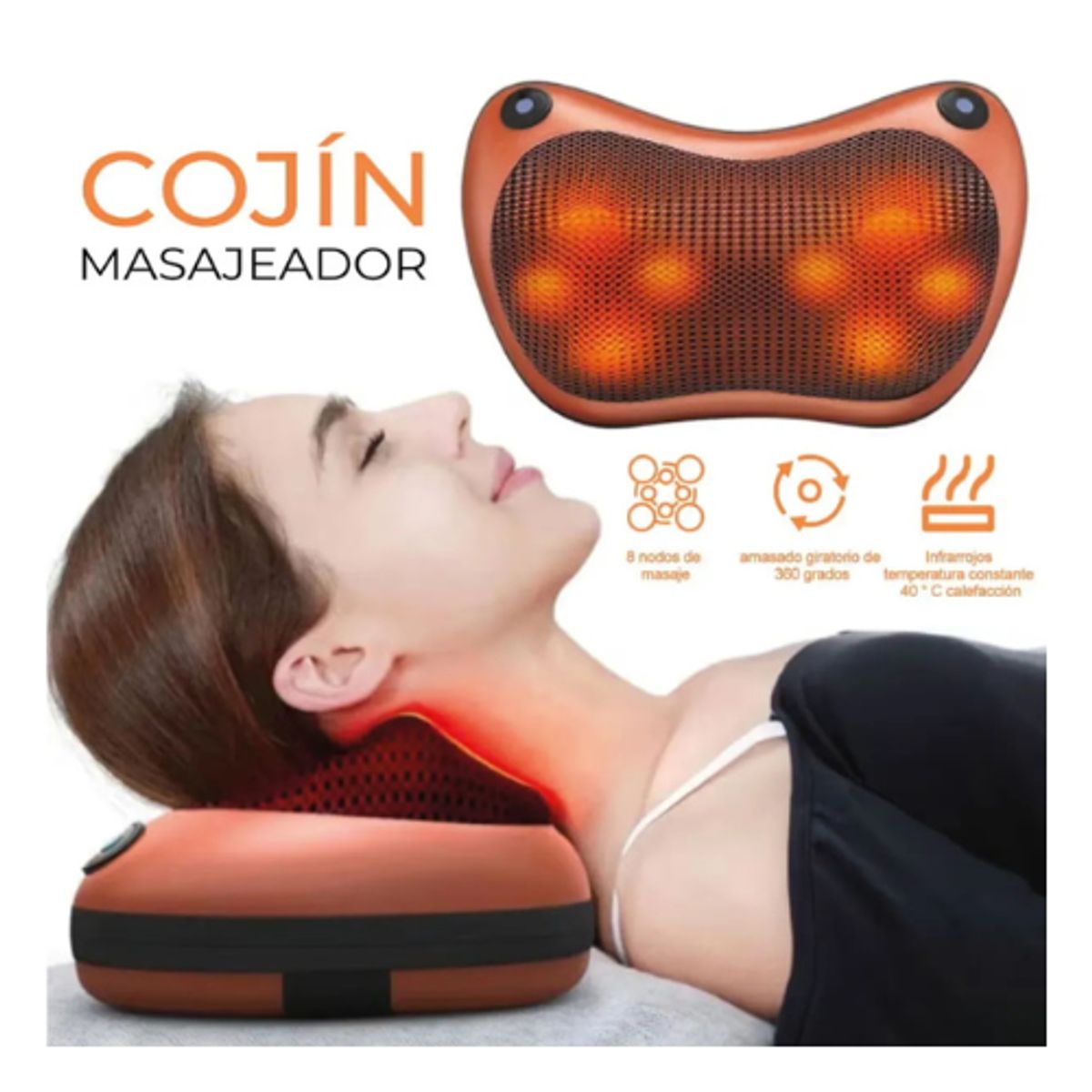 MOVI - Cojín Masajeador Multifuncional 3 en 1 (Auto - Casa - Oficina)